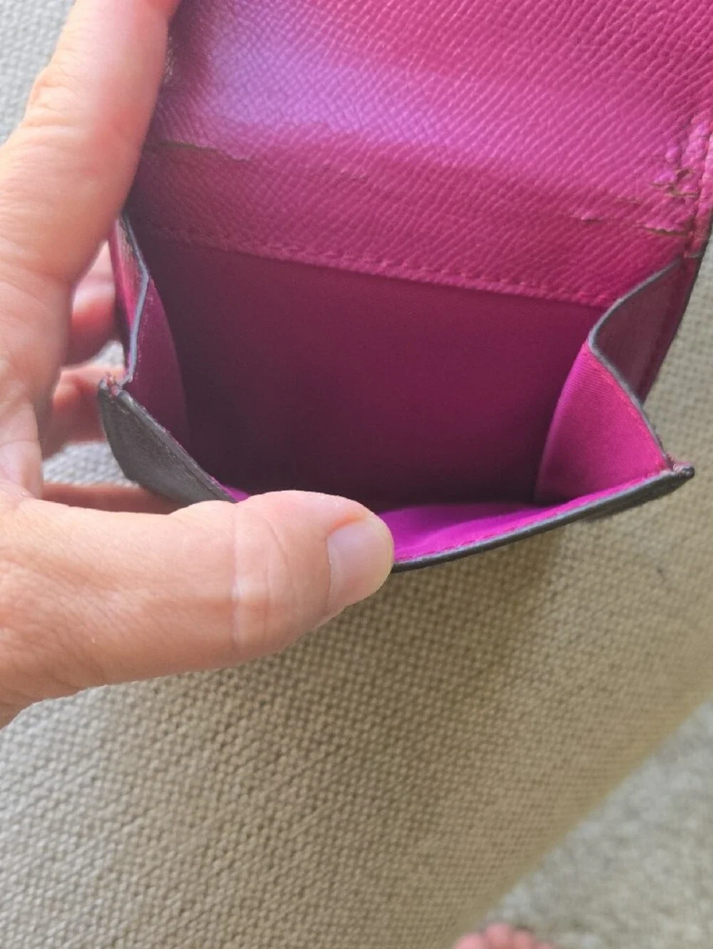 Coach Two-Tone Leather Card Holder - Purple & Black